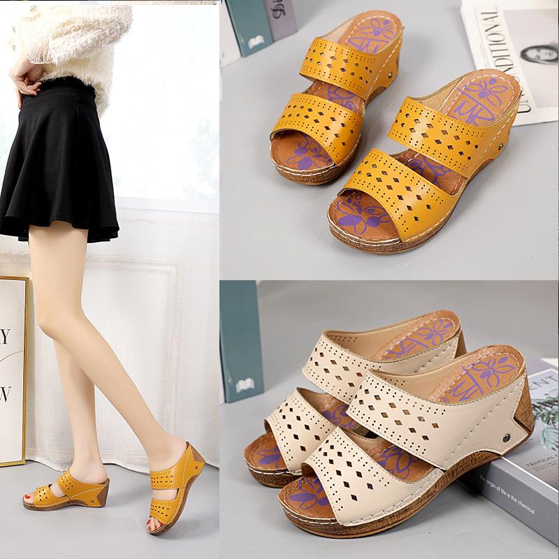 2020 verano nuevas sandalias de tacón de pendiente para mujeres