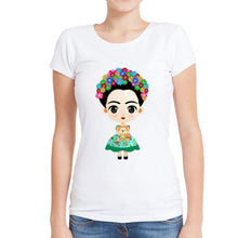 Cargar imagen en el visor de la galería, Camiseta de señoras de cuello redondo La pintora mexicana FRIDA
