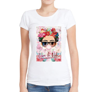Camiseta de señoras de cuello redondo La pintora mexicana FRIDA