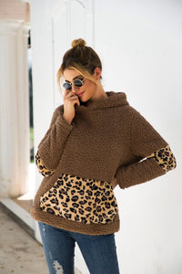 Sudaderas con capucha de suéter de leopardo de manga larga