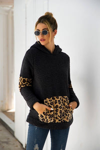 Sudaderas con capucha de suéter de leopardo de manga larga