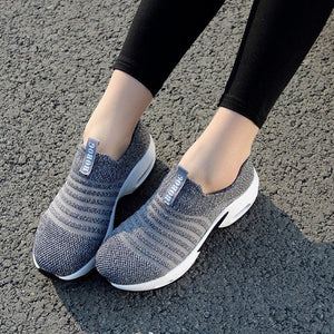 Zapatillas De Deporte Para Mujer Malla Sin Cordones Patrón De Rayas Transpirable Nueva Tendencia 2022 Zapatos Deportivos Para Caminar