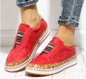 Zapatos bajos de mujer New Brock（Rojo/Talla 42）10