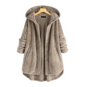 2020 nuevo invierno con capucha de doble cara vellón de media longitud abrigo