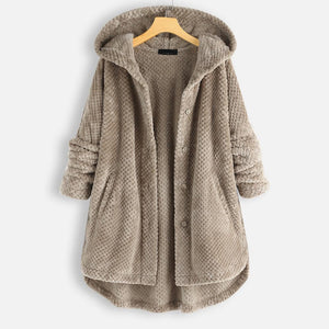 2020 nuevo invierno con capucha de doble cara vellón de media longitud abrigo