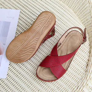 [W-Zapato] Sandalias De Talla Grande Transpirables Con Velcro Hueco