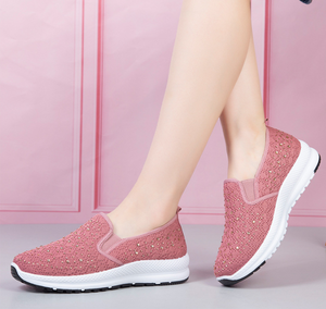Mujer Tejido de punto transpirable casual Soft Zapatillas deportivas de suela plana para caminar