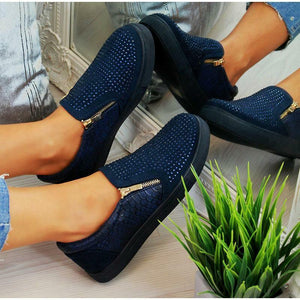 Mujeres Crystal Slip on Flat Mocasines Zapatos