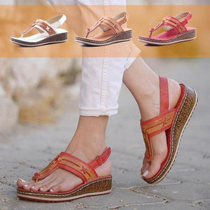 Sandalias de diseño tallado en cuña de tacón hueco de moda de verano