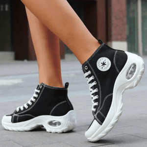 Zapatillas Deportivas Con Amortiguación De Aire Con Cordones Y Lona De Caña Alta Atlética Para Mujer