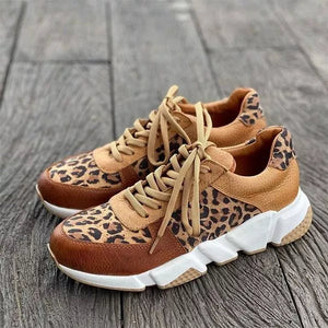 [W-Zapato] Zapatillas Colorblock Estampado Leopardo Mujer