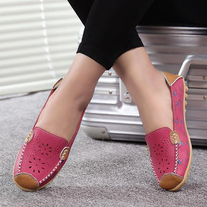 Impresión de gran tamaño Hollow Out Transpirable Color Match Slip casual en zapatos planos