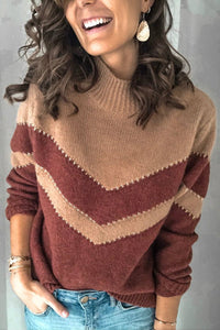 Casual Loose Color Block Pullover Sweater