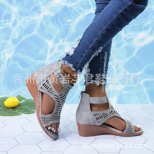 [W-Zapato] 2022 Sandalias De Primavera Y Verano Para Mujer, Sandalias Con Hebilla De Cuña De Tacón Alto Para Mujer