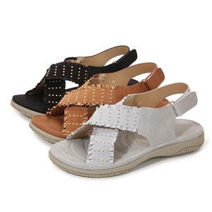 2021 Sandalias Bohemias De Verano Para Mujer, Nuevas Sandalias Con Tiras Cruzadas, Zapatos Romanos De Gran Tamaño Para Mujer