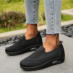 [W-Zapato] Zapatos Planos De Suela Gruesa Para Mujer Zapatillas Informales De Malla Para Caminar, Mocasines Sin Cordones